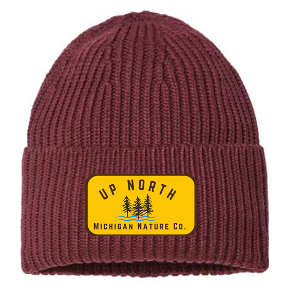 Sustainable Cable Knit Beanie- Burgundy