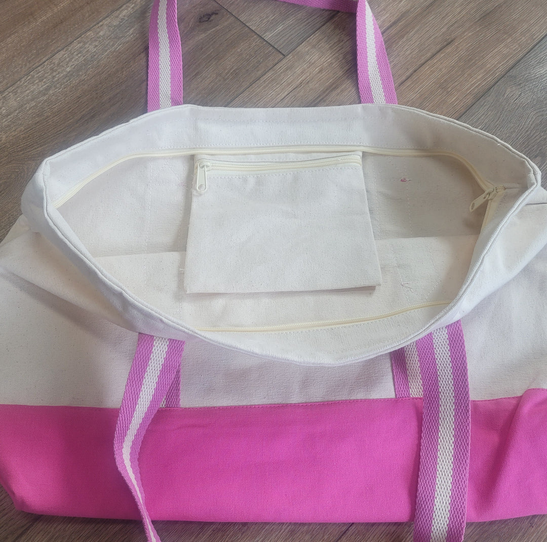 Zippered Canvas Tote Bag