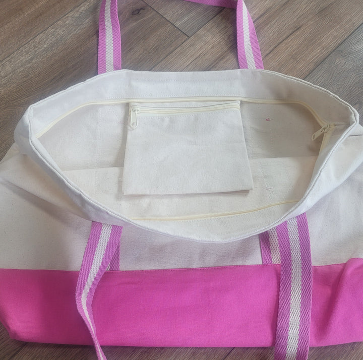 Zippered Canvas Tote Bag
